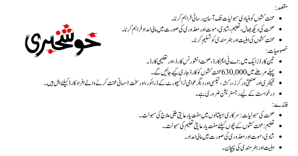 Benefits of Benazir Mazdoor Card
