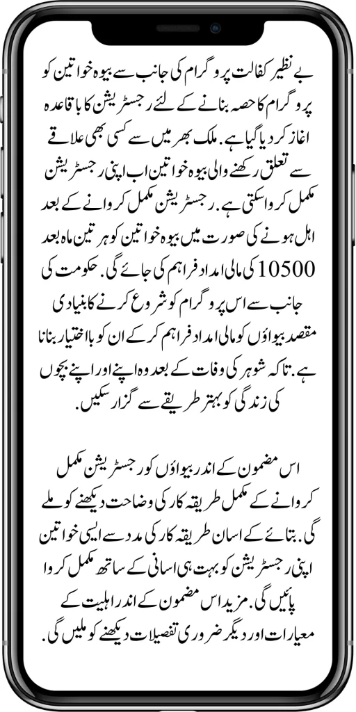 Benazir Kafalat Program for widows